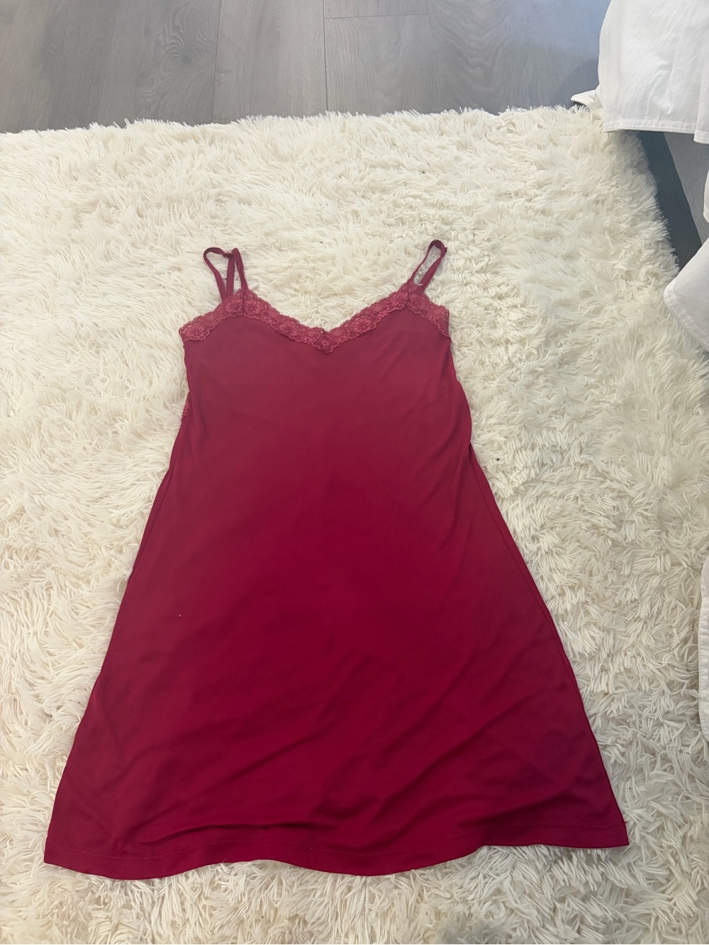 Women’s Lace-Trim Slip Dress - Burgundy